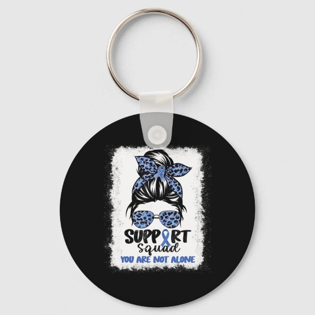 Squad Messy Bun Blue Warrior Alopecia Awareness  Key Ring (Front)