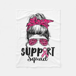 Squad Messy Bun Pink Warrior Breast Cancer Awarene Fleece Blanket