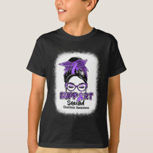 Squad Messy Bun Purple Ribbon Overdose Awareness T-Shirt