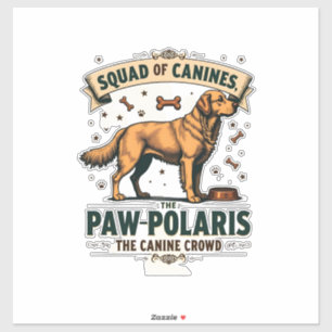 Squad of Canines Vintage Dog Pun Graphic with Gold