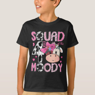 Squad of The Four Ever Moody 4th Birthday Girl Cow T-Shirt