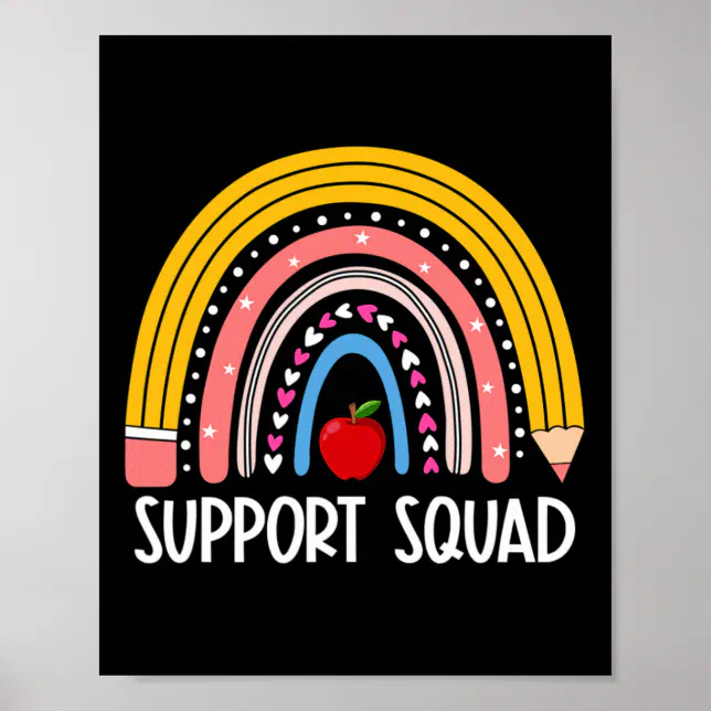 Squad Rainbow Back To School Support Teacher Team Poster | Zazzle