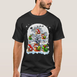Squad Santa Reindeer Elf Snails On Xmas Tree Anima T-Shirt