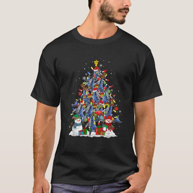 Squad Santa Reindeer Elf Whales Christmas Tree Sea T-Shirt (Front)