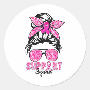 Squad Team Breast Cancer Awareness Warrior Messy B Classic Round Sticker