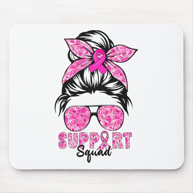 Squad Team Breast Cancer Awareness Warrior Messy B Mouse Mat (Front)