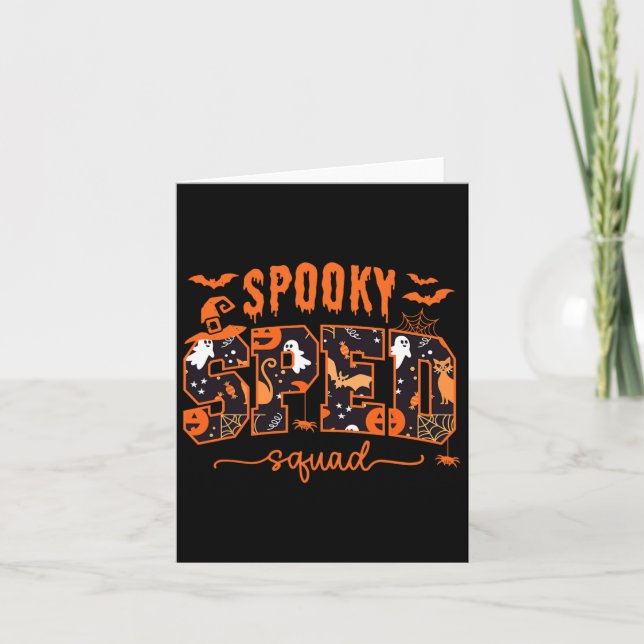 Squad Team Special Education Teacher Halloween  Card (Front)