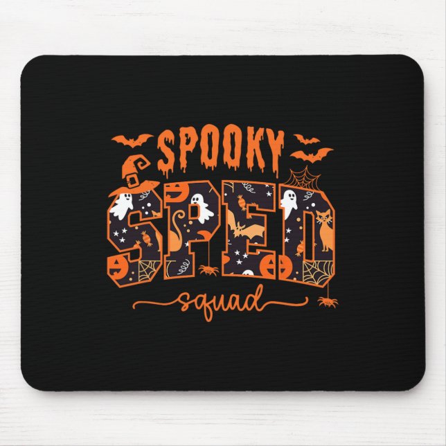 Squad Team Special Education Teacher Halloween  Mouse Mat (Front)