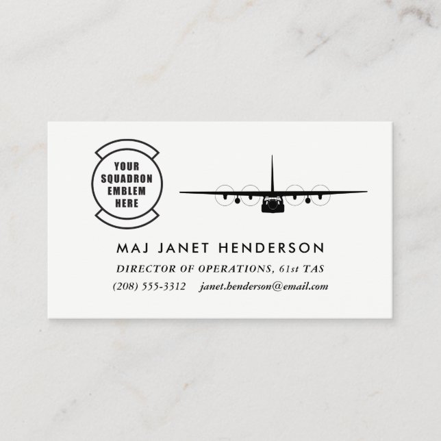 Squadron Patch C-130 Hercules Professional Pilot Business Card (Front)