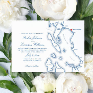 Squalicum Boathouse Bellingham WA Map Wedding Invitation