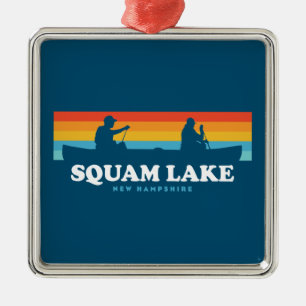 Squam Lake New Hampshire Canoe Metal Tree Decoration
