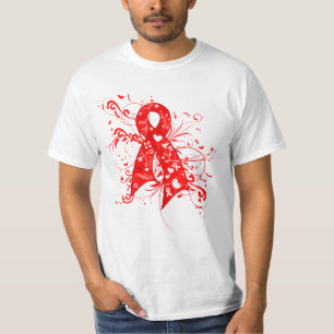 Squamous Cell Carcinoma Floral Swirls Ribbon T-Shirt