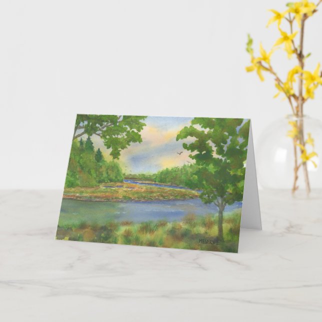 Squamscott River Newfields NH Greeting Card  (Yellow Flower)
