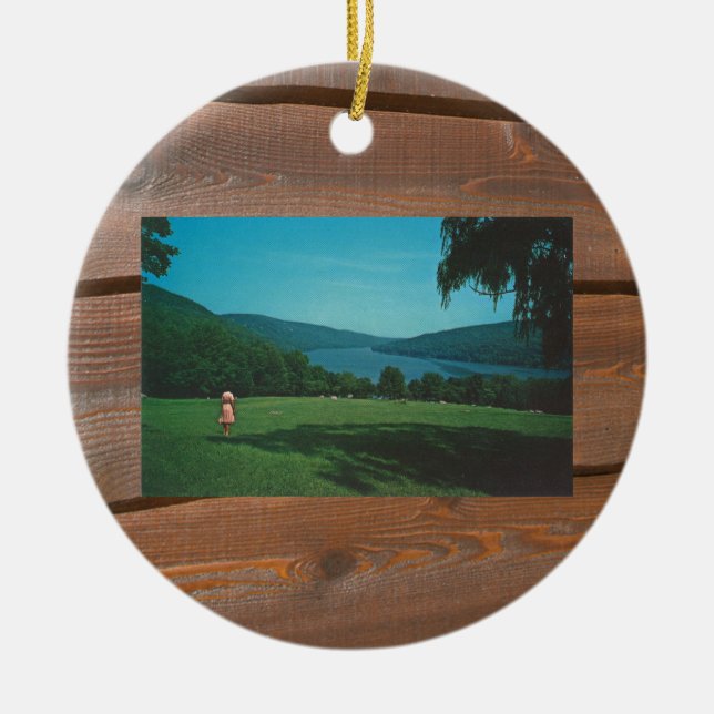 Squantz Pond Panorama Ornament (Front)