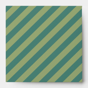 Square 5x5 Teal and Sage Green Striped Envelopes
