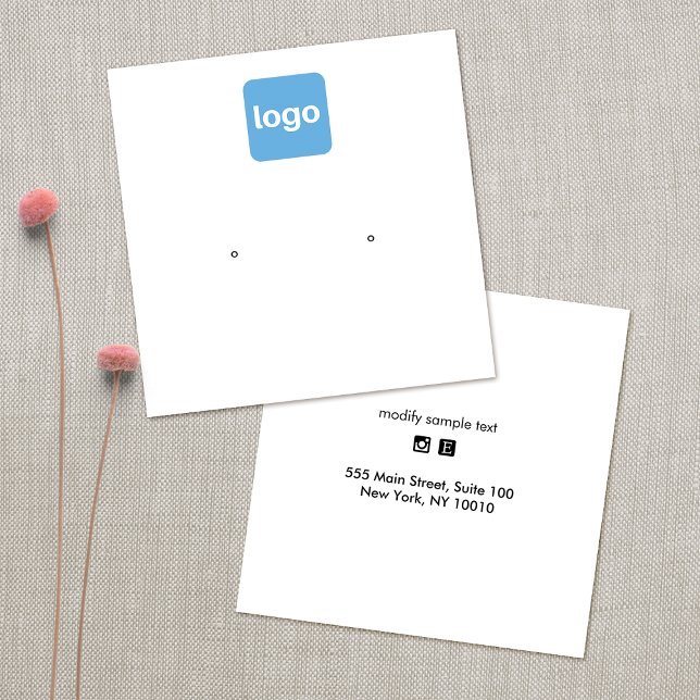 Square Add Logo Stud Earring HOlder Display Card (Creator Uploaded)