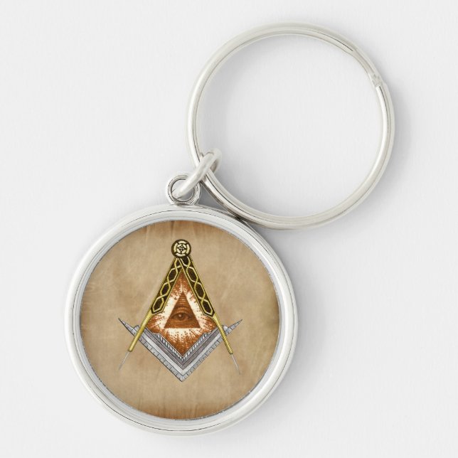 Square and Compass All Seeing Eye Key Ring (Front)