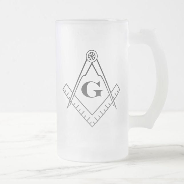 Square and Compass Beer Glass Frosted Glass Beer Mug (Right)