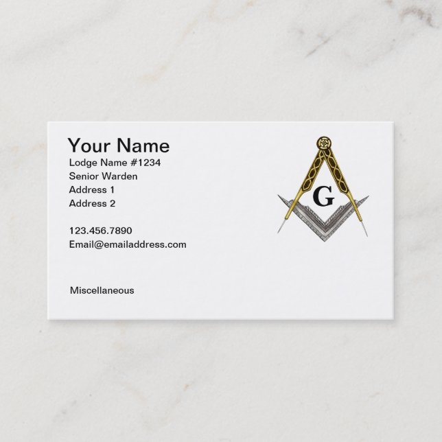 Square and Compass with All Seeing Eye Business Card (Front)