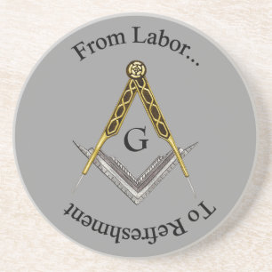 Square and Compass with All Seeing Eye Coaster