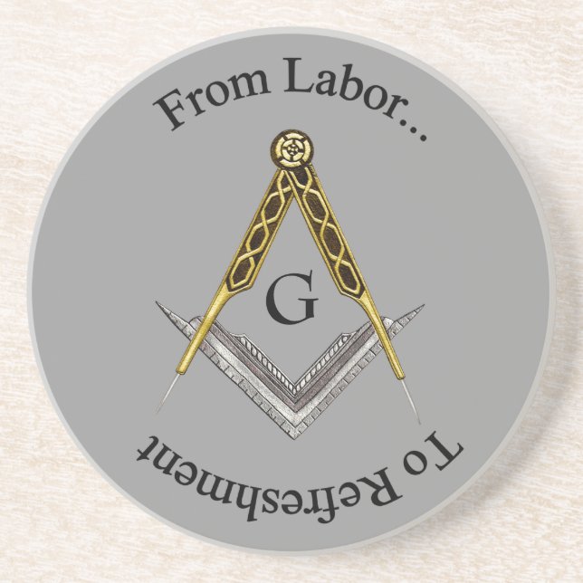 Square and Compass with All Seeing Eye Coaster (Front)