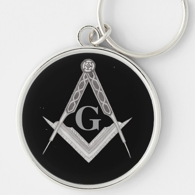 Square and Compass with All Seeing Eye Key Ring (Front)