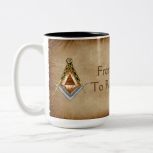 Square and Compass with All Seeing Eye Two-Tone Coffee Mug