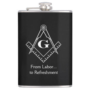 Square and Compass with inset G Hip Flask