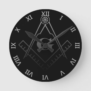 Square and Compass with inset G (Ombre) Round Clock