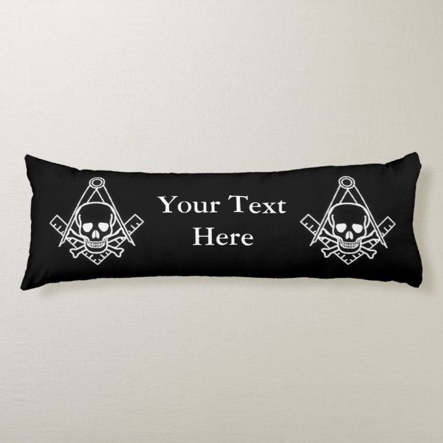 Square and Compass with Inset Skull Body Cushion (Front)