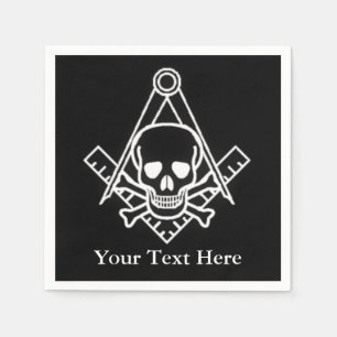 Square and Compass with Inset Skull Napkin