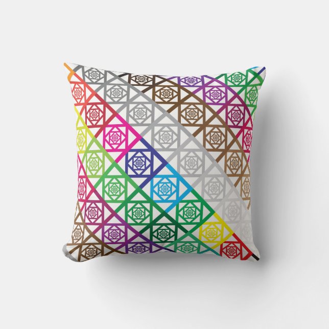 Square and diamonds fence colours diagonal cushion (Front)