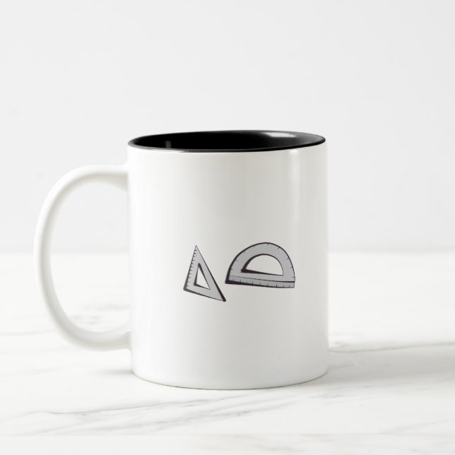 Square and Protractor Two-Tone Coffee Mug (Left)