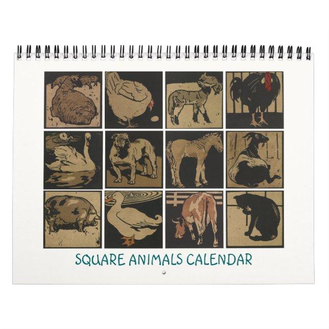 Square Animals Calendar - Barnyard Drawings (Cover)