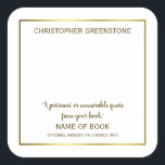 Square Author Signature Gold Bookplate Sticker<br><div class="desc">A striking author signature bookplate square sticker. The sticker can be signed by the author and added into their book or novel at a later date.  A beautiful way to include an autograph within your book for promotional purposes.</div>