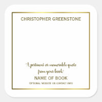 Square Author Signature Gold Bookplate