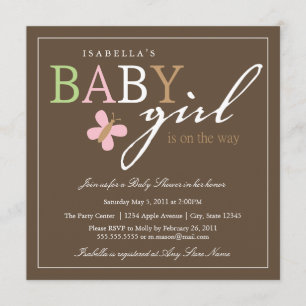 Square BABY GIRL Baby Shower Invitation
