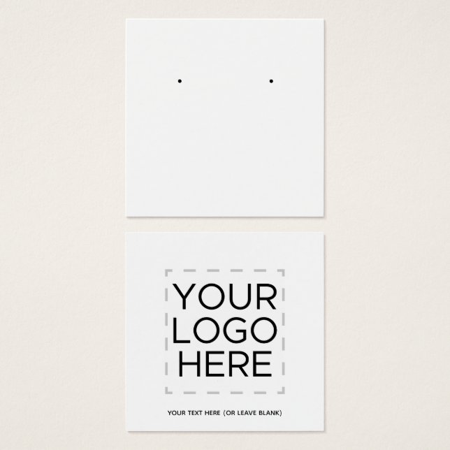Square Back Logo White Earring Display Card (Front & Back)