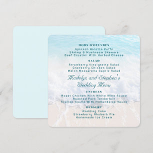 Square Beach Background Wedding Menu Template