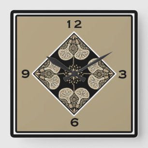 Square Black and Tan Wall clock