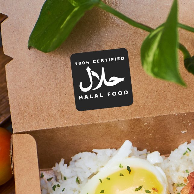 Square Black and white 100% halal sticker (Creator Uploaded)