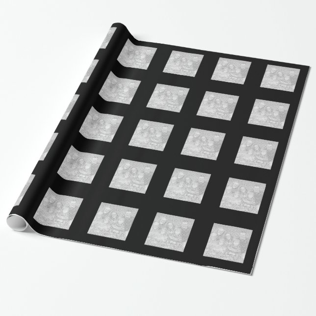 Square Black Border Photo Wrapping Paper (Unrolled)