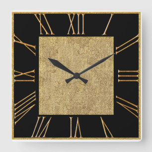 Square Black Numeral Wall Clock