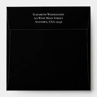Square Black Plain Simple Return Address Envelope