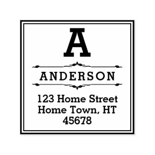Square Block Monogram Return Address Self-inking Stamp