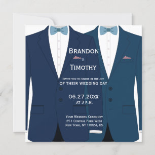 Square Blue Gay Wedding Invites