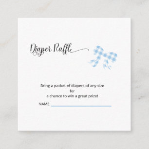 Square Blue Gingham Diaper Raffle Card