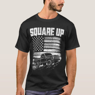 Square Body Truck Grille With Aamerican Flag Car T-Shirt