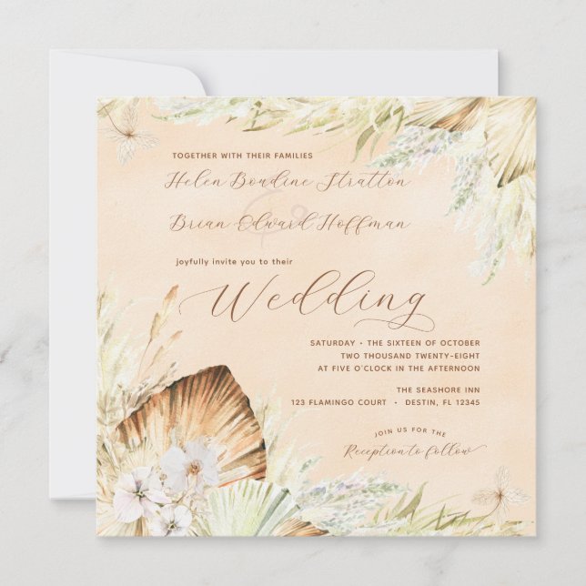 Square Boho Wedding 2 Invitation (Front)