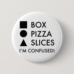 Square Box Round Pizza Triangular Slices 6 Cm Round Badge